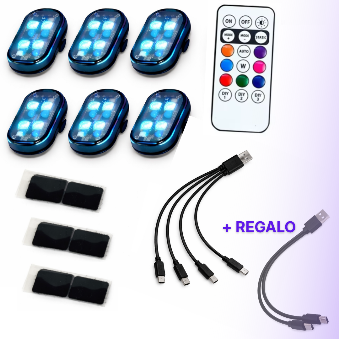 Luces LED inalámbricas RGB, con carga USB
